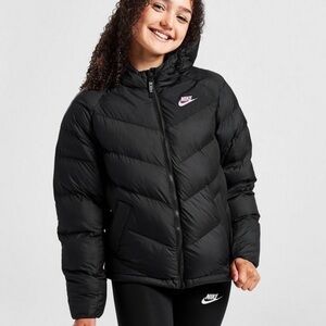 Nike Kids Black Puffer Jacket with Pink Logo